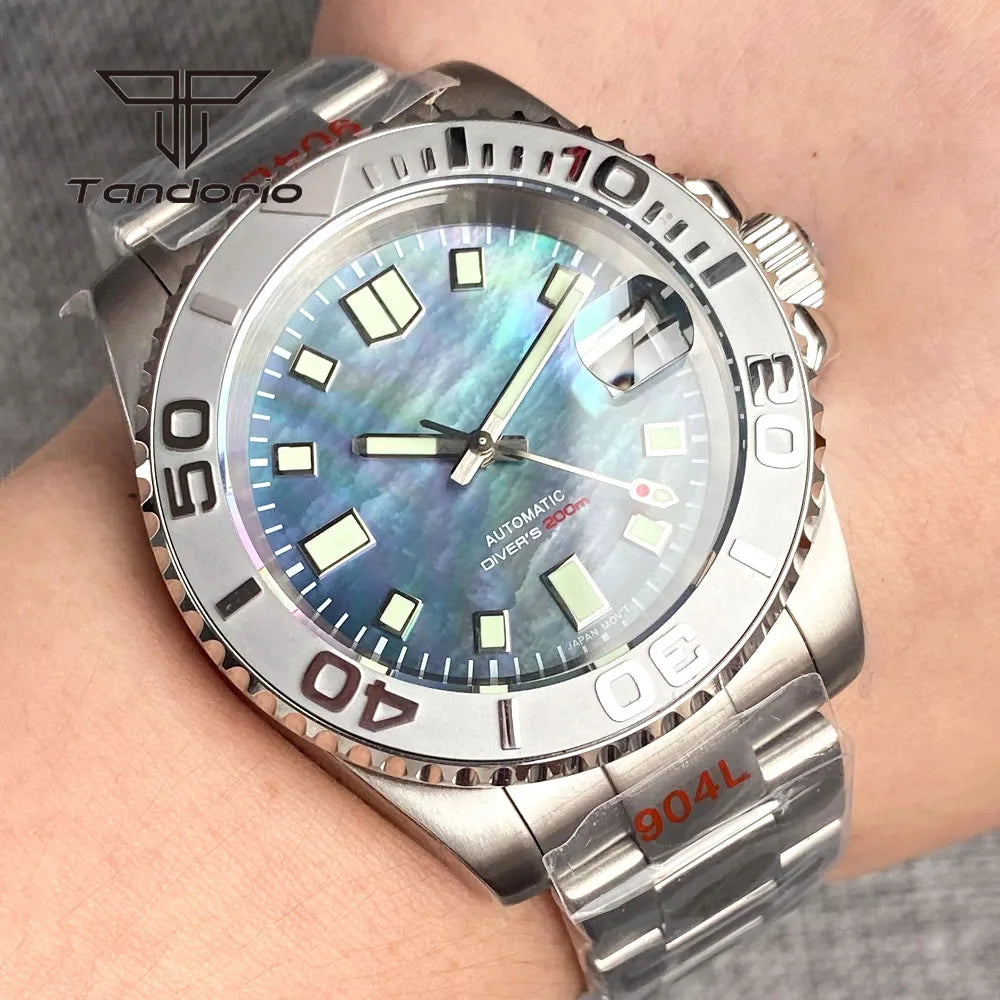 Tandorio Yacht Master Submariner TD265 40mm 200m NH35A Dive Watch MOP Sapphire Glass Back Yacht Submariner