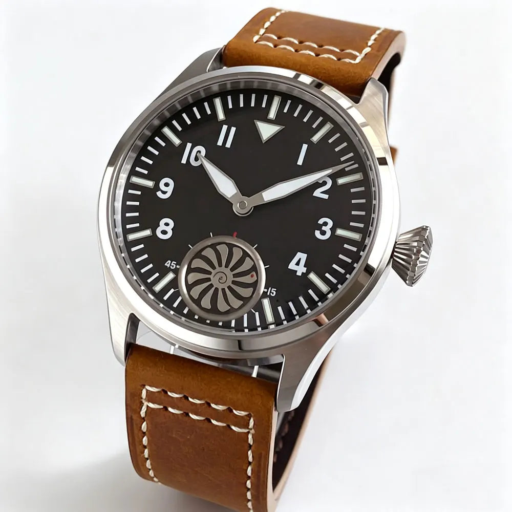 42MM Vintage Men's Manual winding Watch Asia 6498 ST3621 Movement Sapphire 5ATM Fashion Sub Second