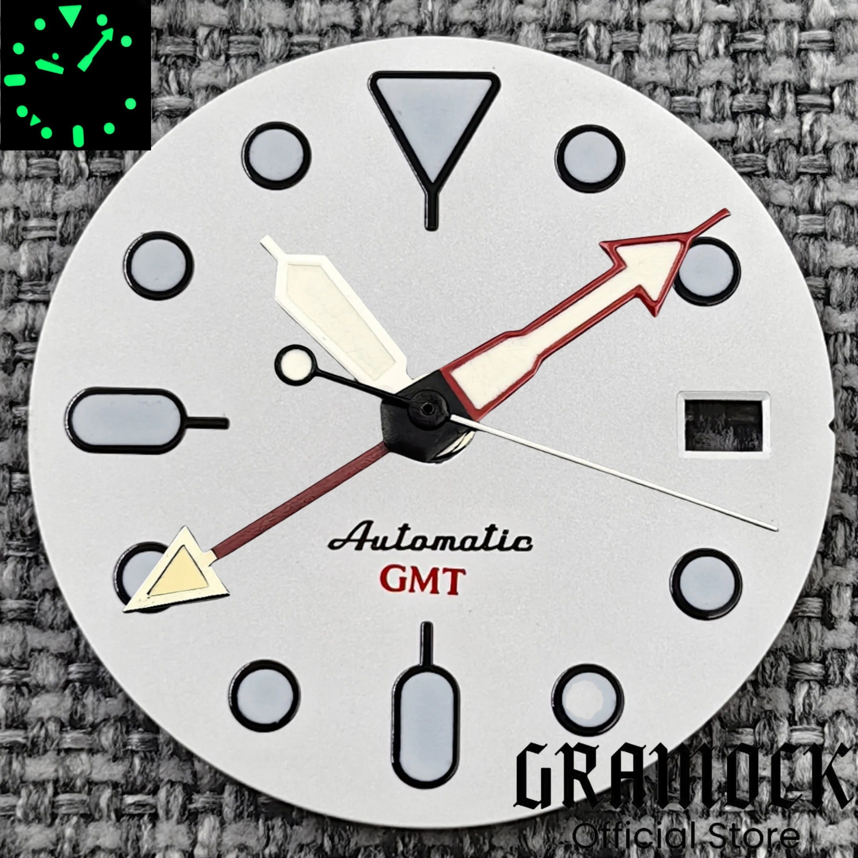 29mm Blue Red Black Orange GMT NH34 White Glossy Dial With Hands C3 Lume Fit NH34 Mechanical Watch Modified Accessories