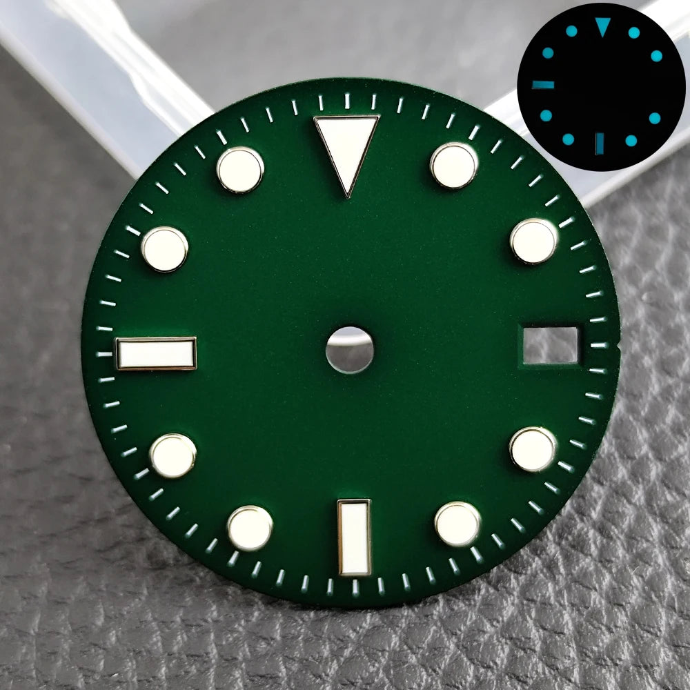 28.5mm blue lume NH35 NH34 Dial Single Calendar Submariner style with Hands Watches accessory