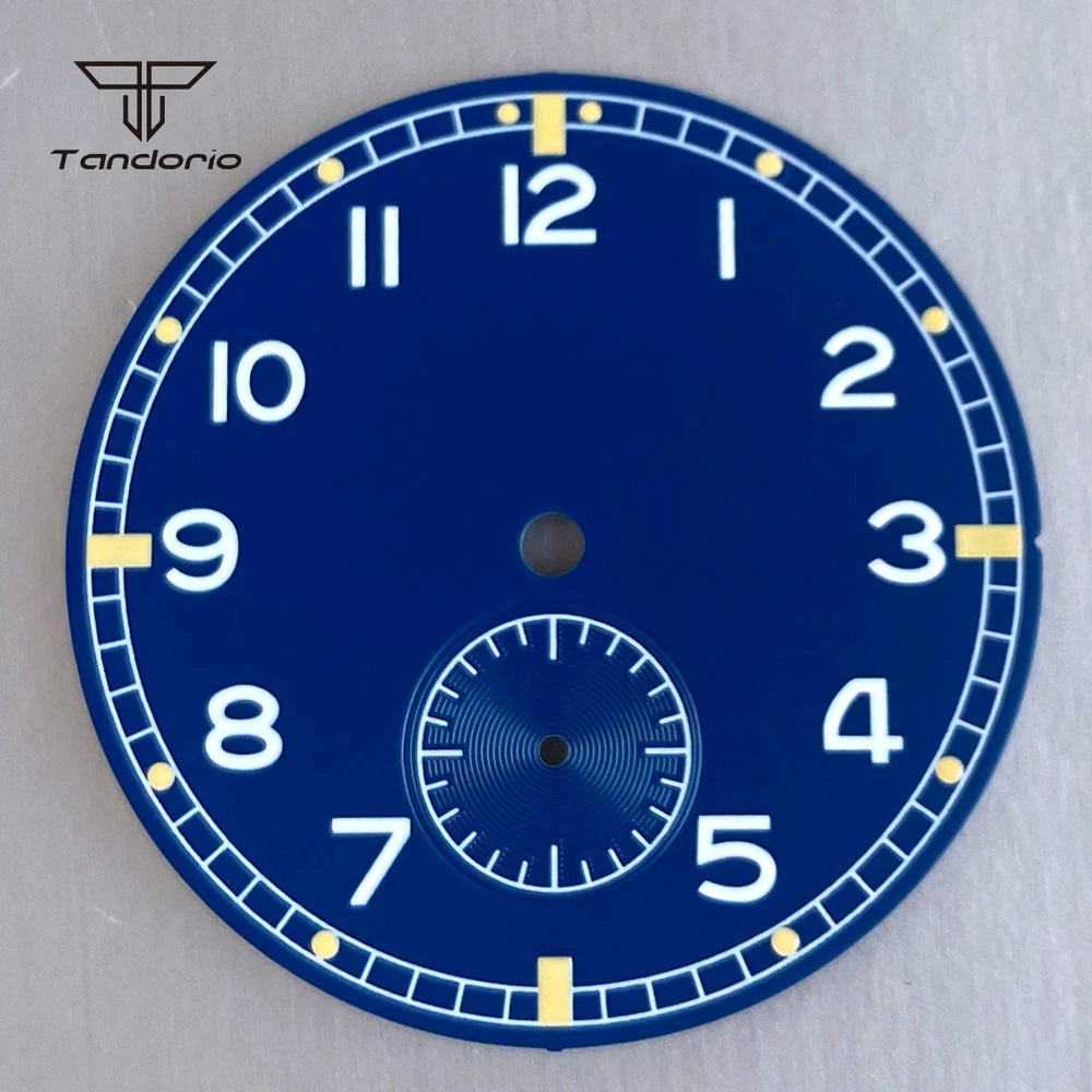ST1701 Dial For Pilot Watch 33.5mm Black/Blue Color Watch Dial+Hands Set Luminous Arabic Numerals Sub second