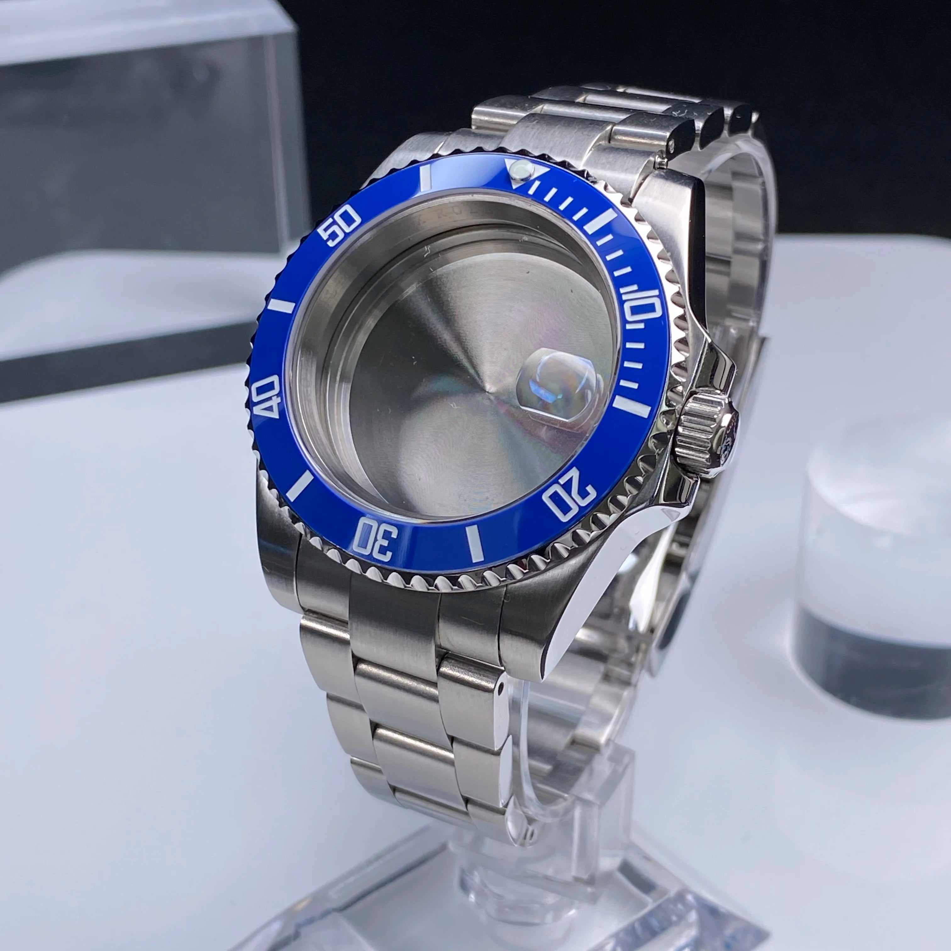 Sub Watch Case NH35 sliver 40mm GMT/SUB 120 clicks Stainless Steel Sapphire Glass fit nh34 nh35 nh36 movement 28.5mm Date Dial