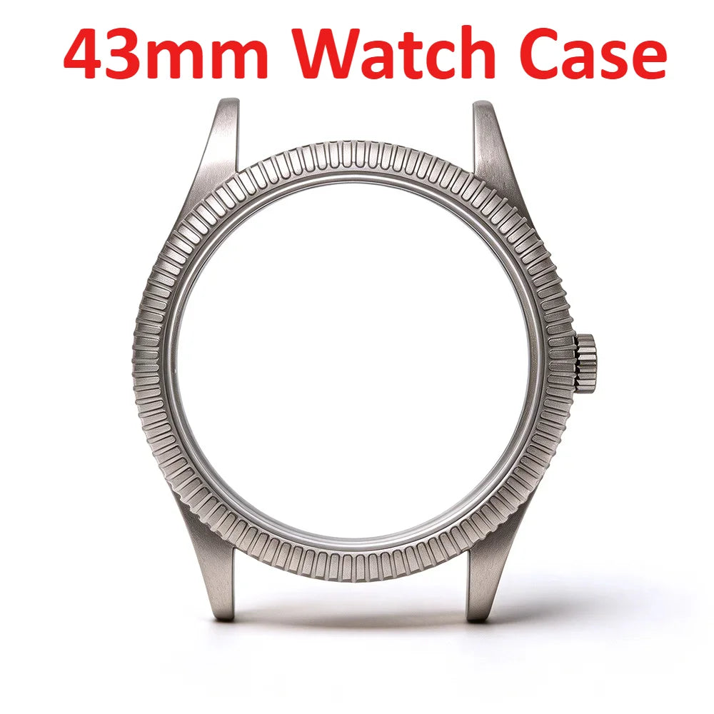 43mm Titanium ETA6497 Watch Case Fluted Bezel 36.5mm Dial for ETA6497 6498 ST3600 3621etc Hand Winding Movement Sapphire 5ATM