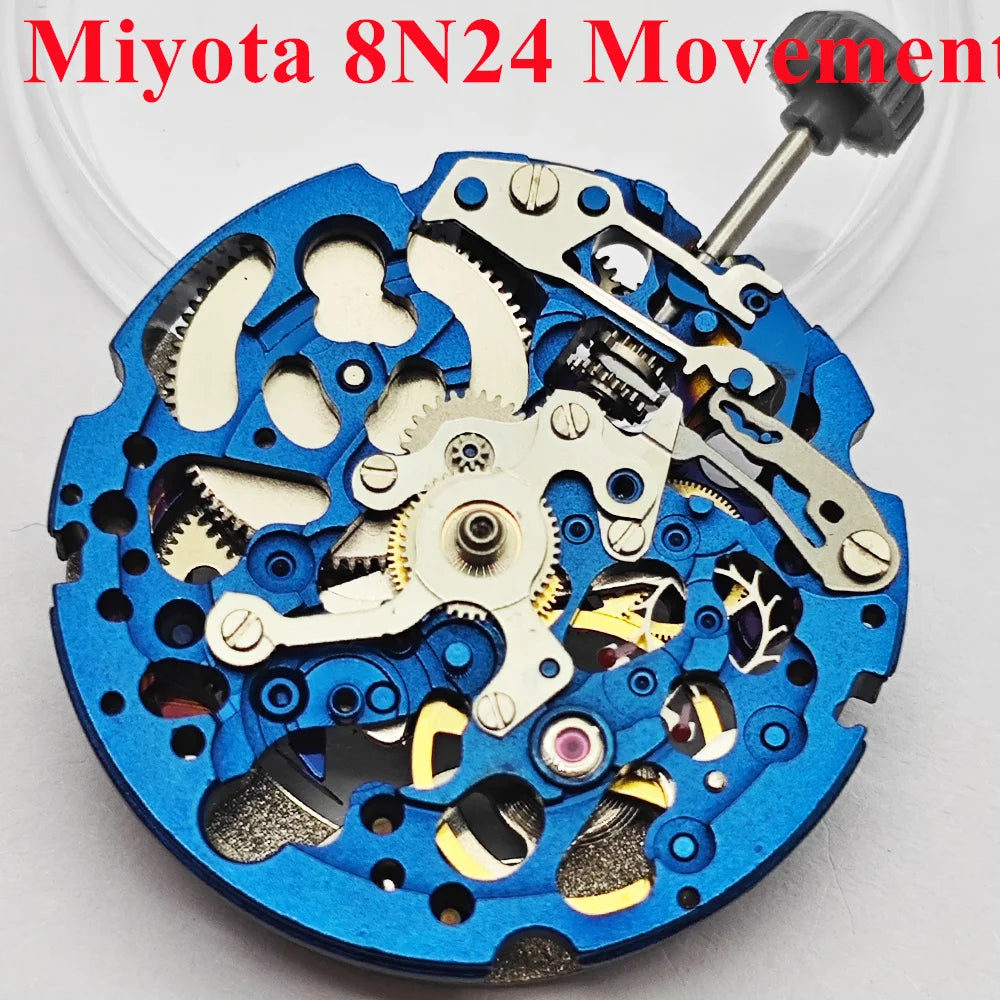 Miyota 8N24 Automatic Mechanical Movement 21600 BHP Watch Movement 21 Jewels Skeletonized Automatic Movement