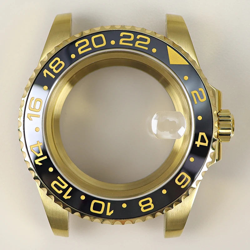 40MM PVD Gold Submariner Watch Case GMT Yacht Master Polish Strap Sapphire Glass For NH35 NH36 NH34 NH38 Miyota 8215 Eta 2824 GMT SUB Yacht 20ATM waterproof
