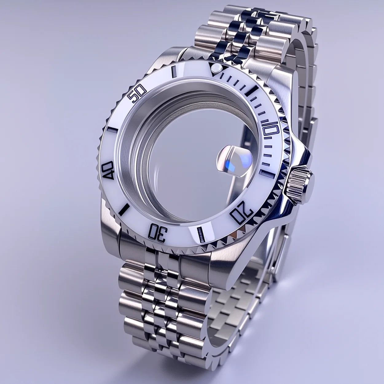 40mm SUB Case NH35 Sliver with Sapphire Crystal 120 Click Compatible with NH34/NH35/NH36 Movements Water-Resistant 28.5mm Dial