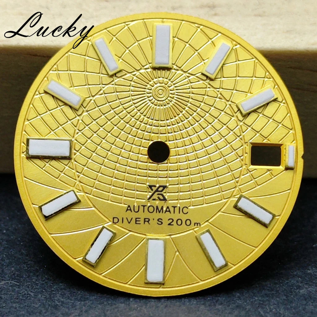 28.5mm Black Blue Green Watch Dial Green Luminous Fit NH35/NH35A/4R/7S Movement Diver's Mechanical Watch Faces Replacement Parts