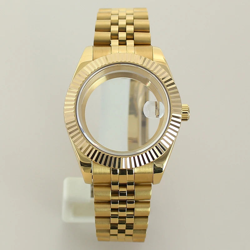Gold DateJust Case two tone gold case 39mm 36mm Fluted Sapphire For Seiko NH35 NH36 NH38 NH34 Miyota 8215 Movement 28.5 Dial Jubilee Bracelet (Copy) (Copy)