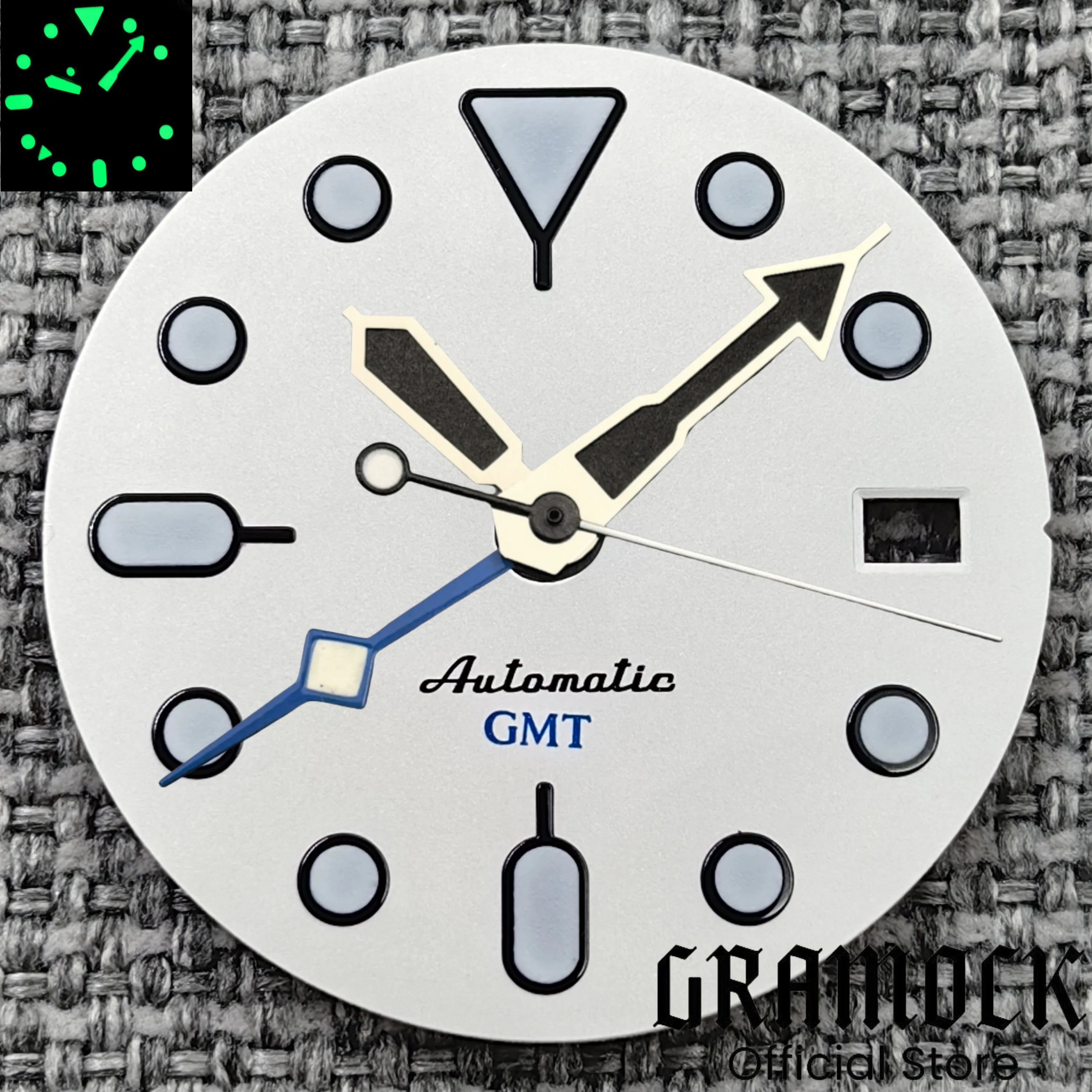 29mm Blue Red Black Orange GMT NH34 White Glossy Dial With Hands C3 Lume Fit NH34 Mechanical Watch Modified Accessories