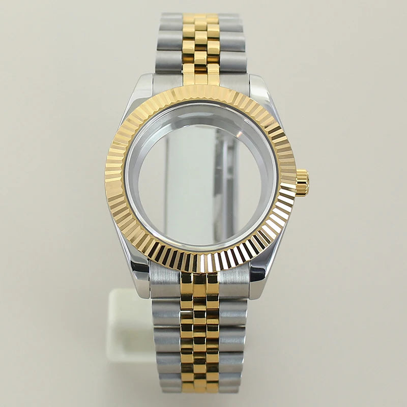 Gold DateJust Case two tone gold case 39mm 36mm Fluted Sapphire For Seiko NH35 NH36 NH38 NH34 Miyota 8215 Movement 28.5 Dial Jubilee Bracelet (Copy) (Copy)