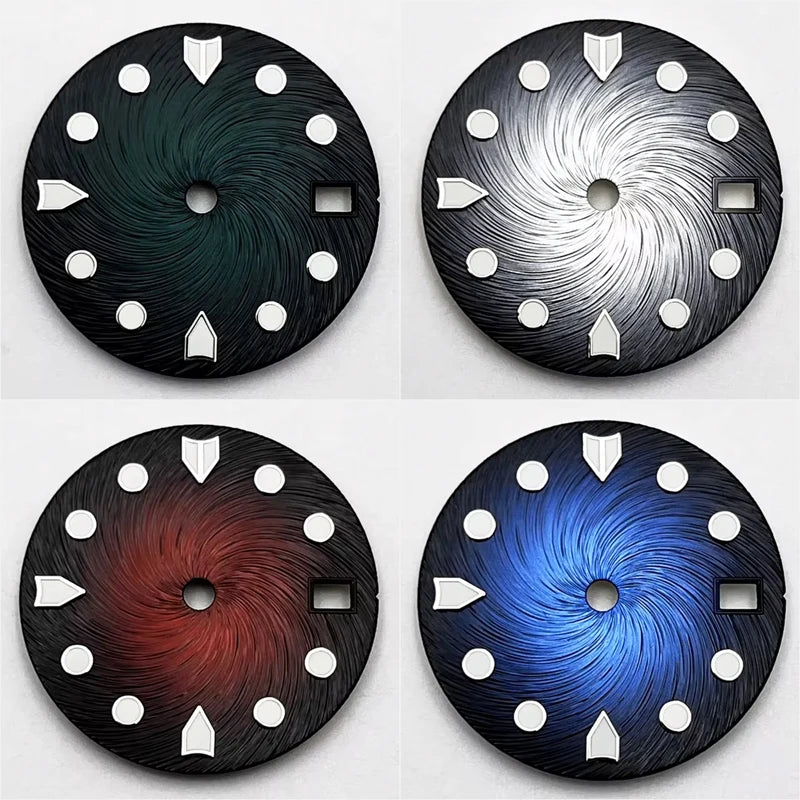 28.5mm Gradient Watch Dial NH35 NH35A Movement Green Luminous Coloured Gradient Dial Fit 3 O'Clock Crown 3.8 O'Clock Crown