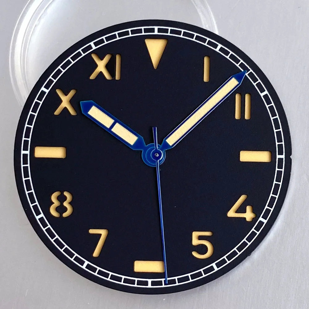35mm California Black Coffee Watch Dial Hand Roman Numeral fit NH35A NH36A Miyota 8215 PT5000 ETA 2824