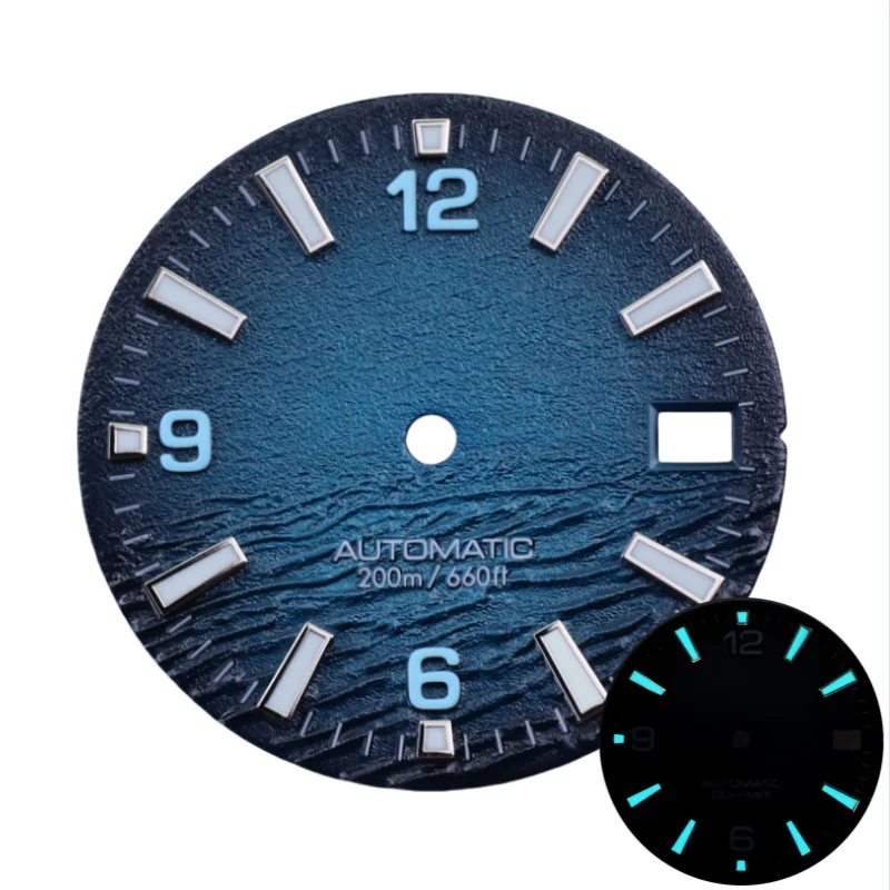 wave dial New Style Sea High Quality 28.5mm Diving Watch 3 Or 3.8 Crown Dial Face With C3 Bgw9 Luminous For Seik Nh35 Movement Skx007 Mods