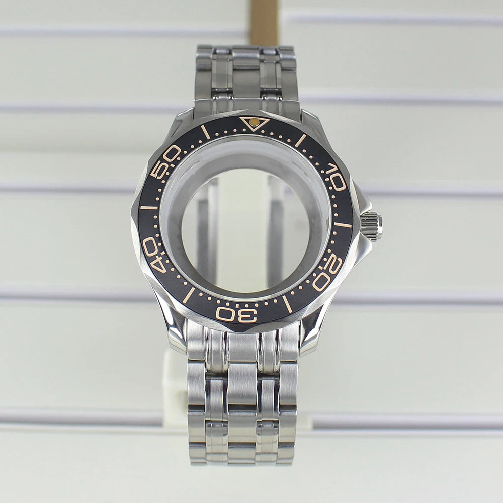 41mm Seamaster Watch Case 316 Stainless Steel 100M Waterproof for NH35 NH36 NH38 Movements 31mm Dial Watch Accessories