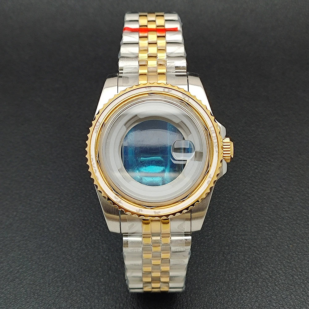 34MM NH05 Watch Case bezel insert ring sapphire glass stainless steel screw in crown women's watch case, suitable for NH05 NH06 movement