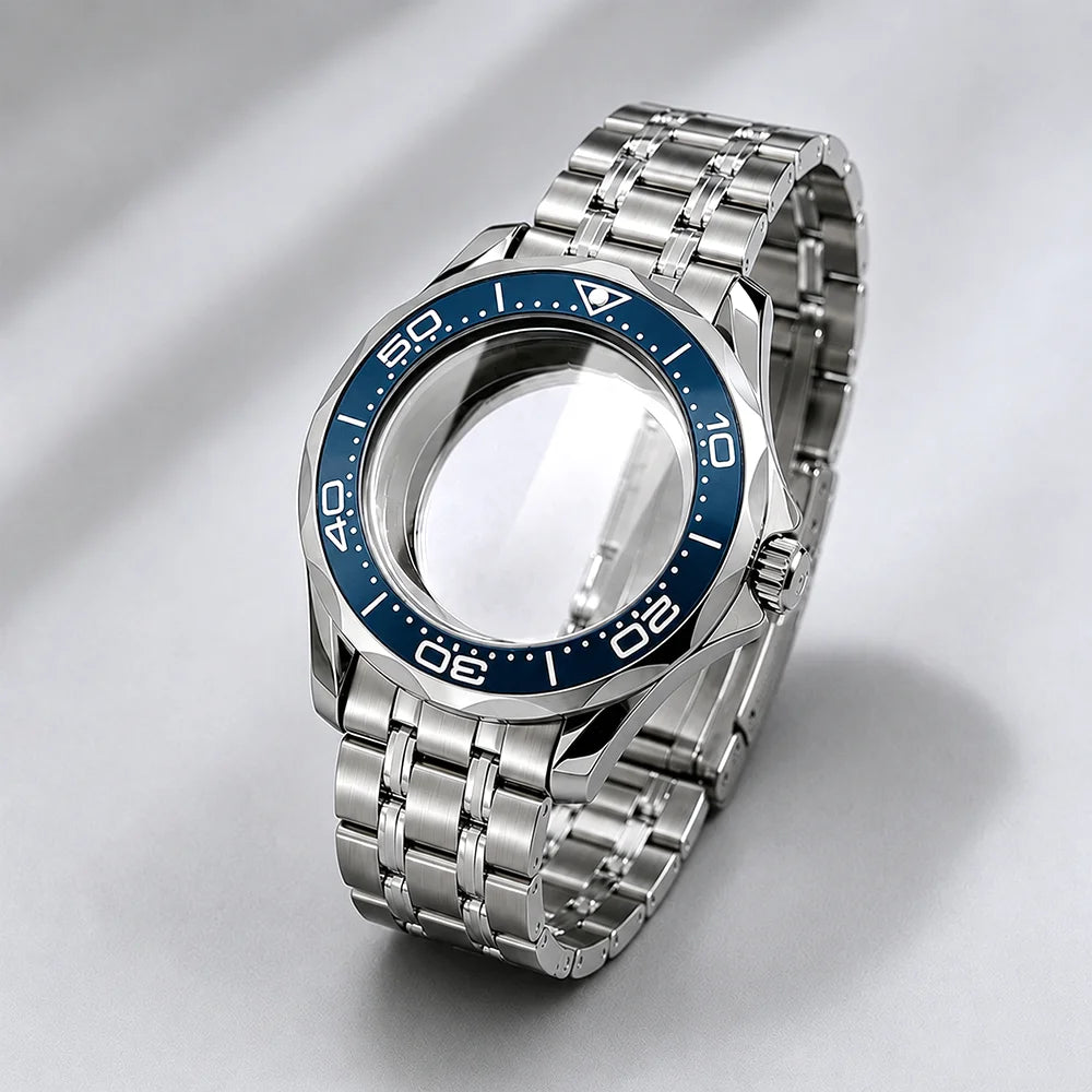 NEW 42mm Seamaster Case with 38mm bezel for NH34/35 NH36 movement Sapphire 10ATM Stainless steel watch box dual crown