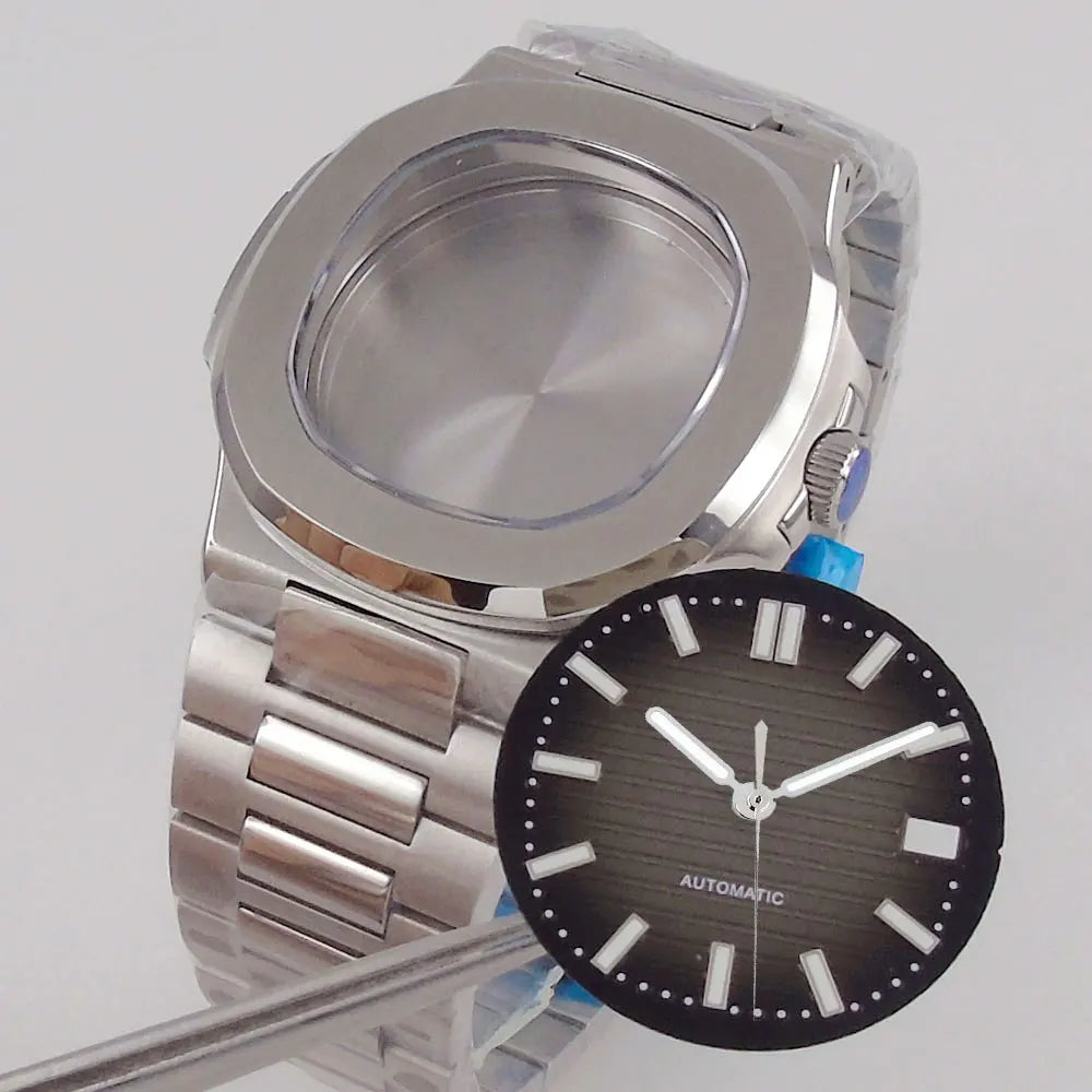 Square Watch Case fit for Philippe Nautilus 40mm Japan NH35A NH34 NH70 Movement Sapphire Glass Watch Parts