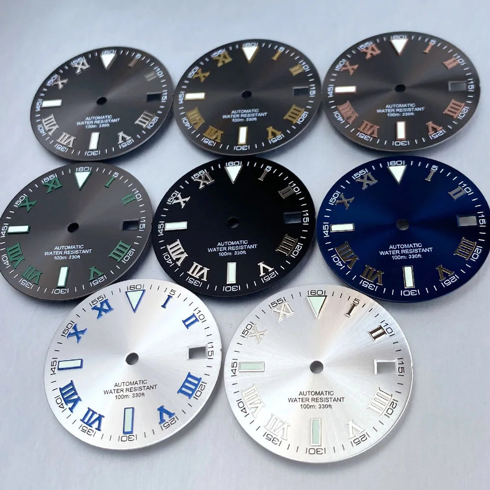 Wimbledon Style Roman Numeral Sunburst Dial 29mm Watch Dial Face For NH35 NH36 NH38 Movement Watch Replacement Part