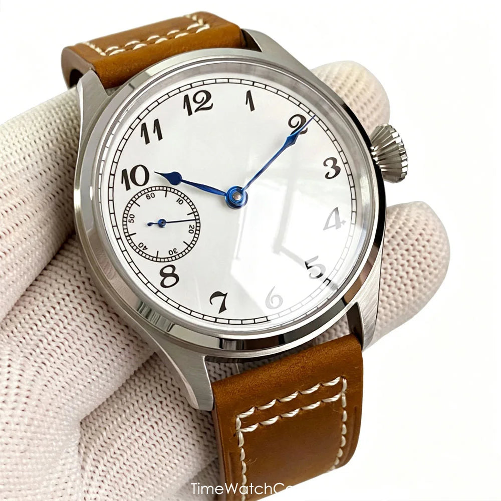 Sterile 42mm Vintage Pilot Watch sub second Asia 6497 Hand-Wind ST3600 Sapphire 5bar