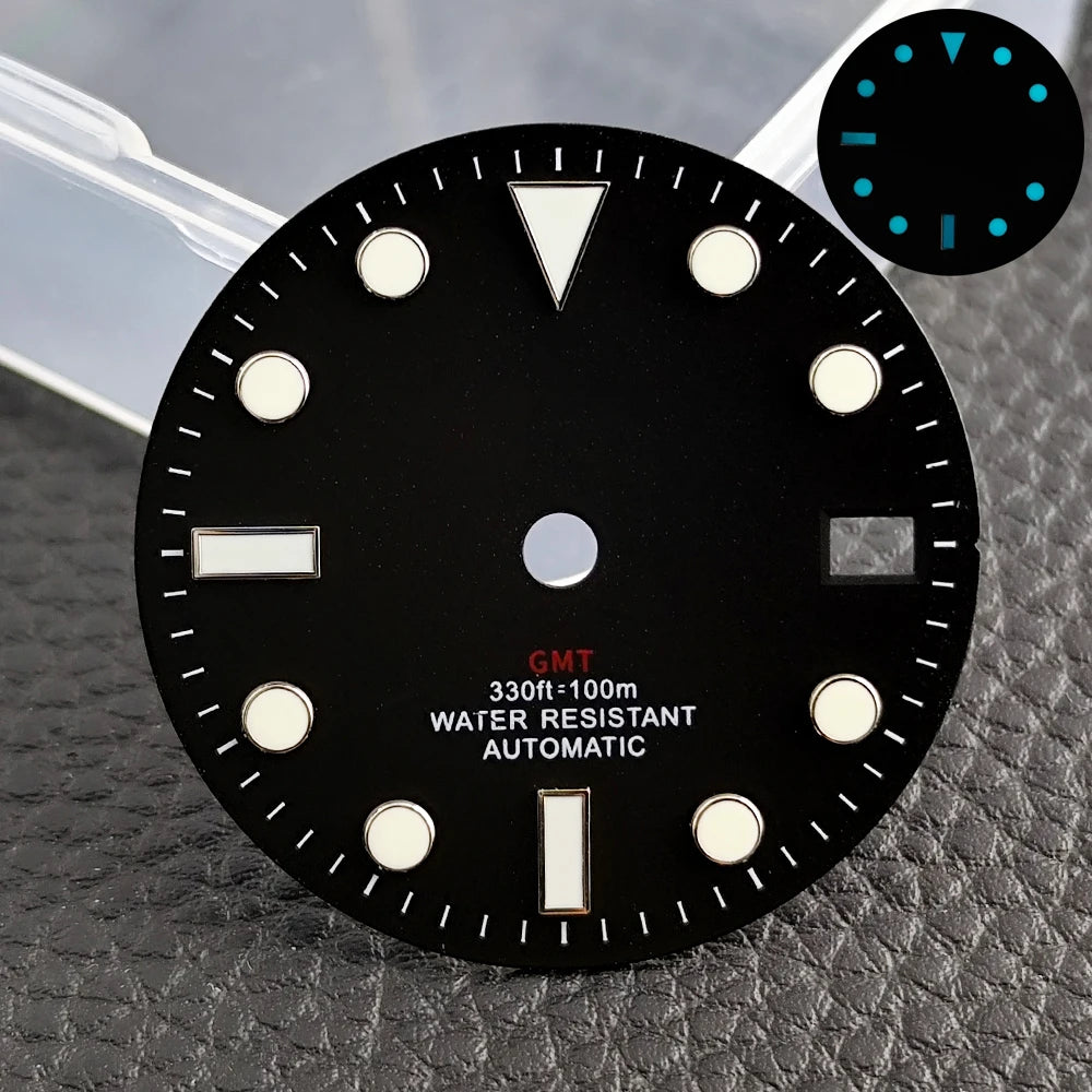 28.5mm blue lume NH35 NH34 Dial Single Calendar Submariner style with Hands Watches accessory