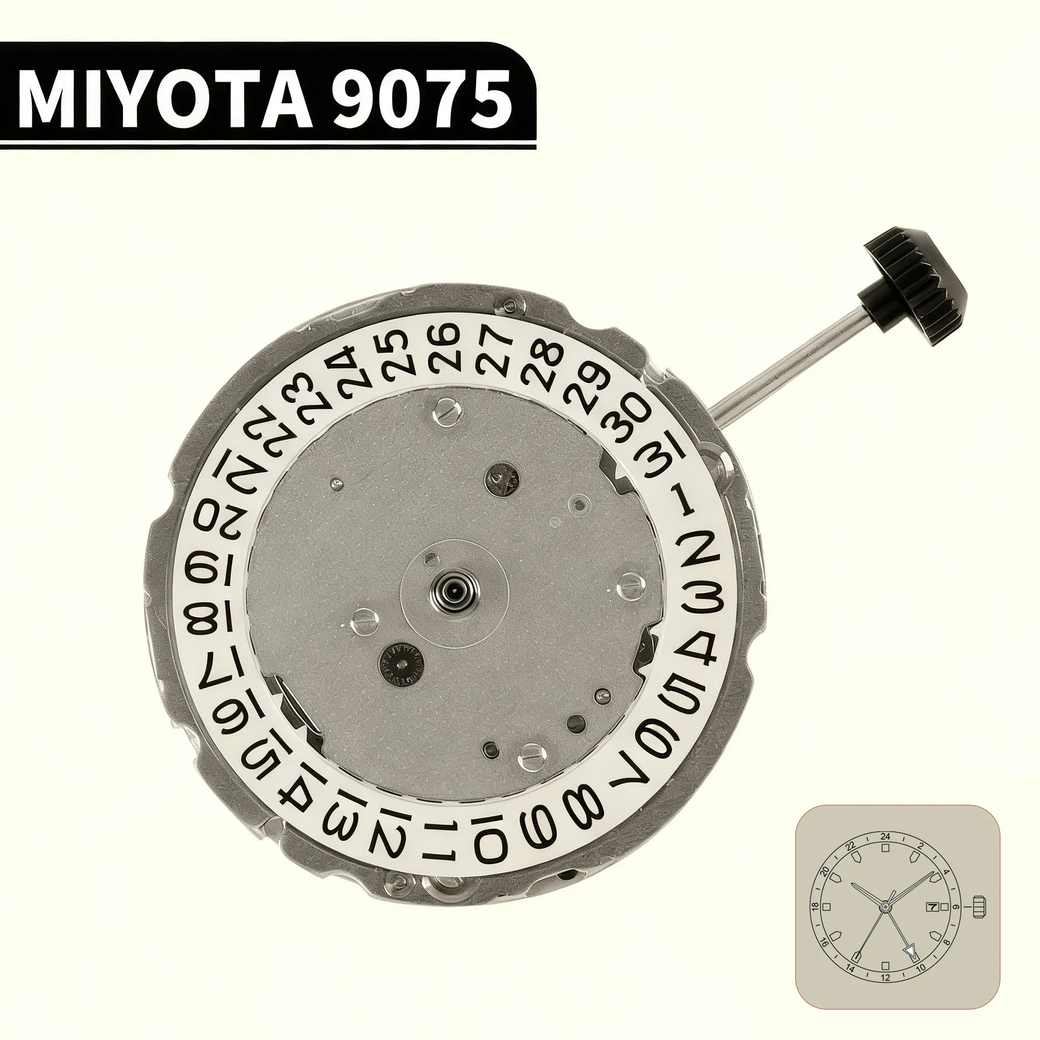 Original Japan Miyota 9075 Gmt Movement Four Hands Automatic Movement 24 Jewels High Accuracy