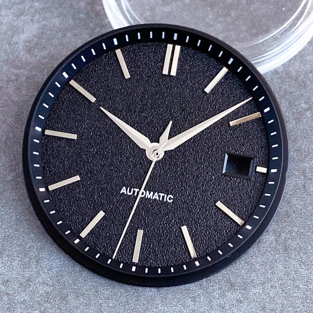 33.5mm Salmon Pink Black White Watch Dial Silver Hand Set Fit NH35 NH36 Automatic Movement Diving Men Watch Parts