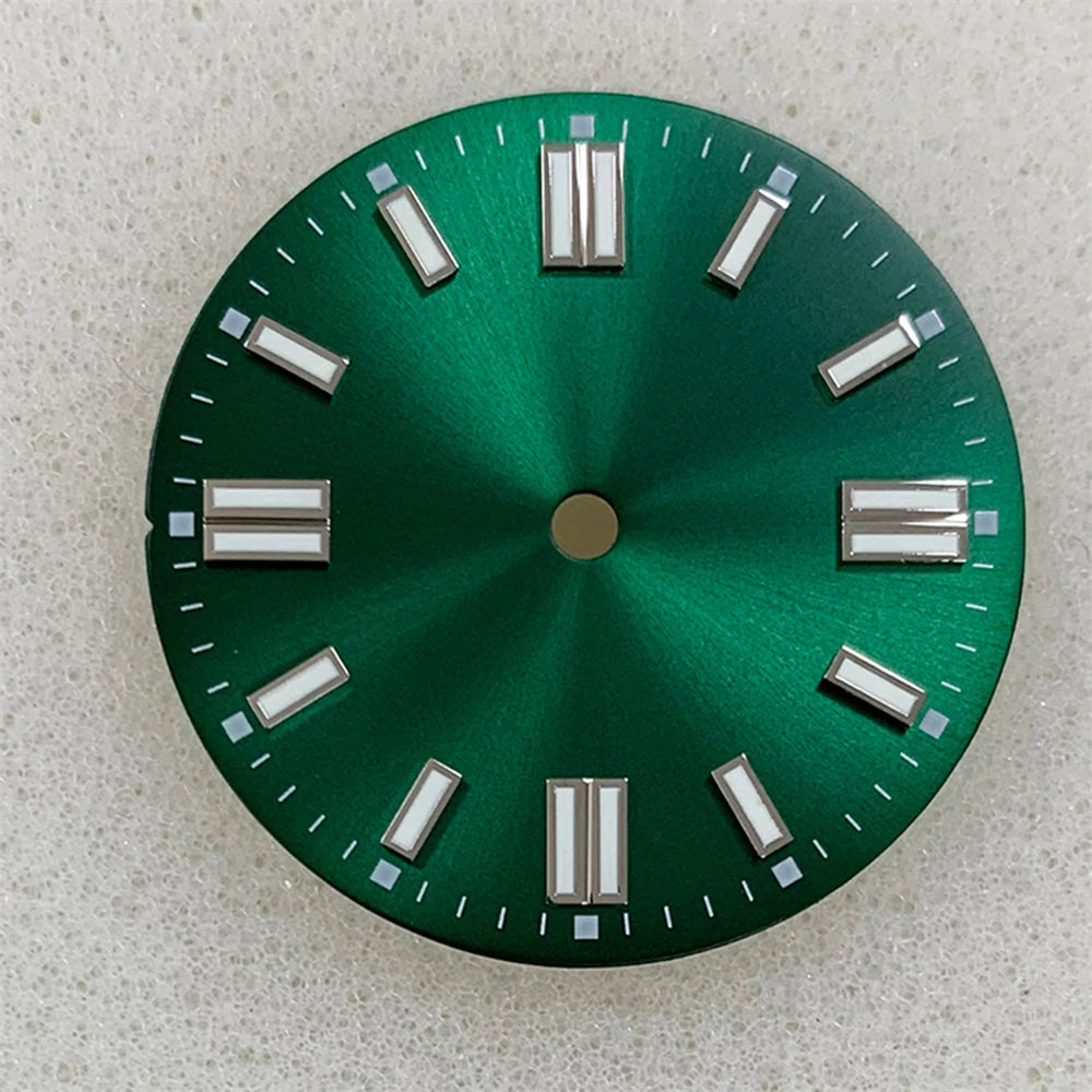28.5MM sunburst watch Dial Green Luminous Watch Dial for NH35/ETA2836 2824/Pt5000/ 8215/Mingzhu 2813 Movement Watch Modification Accessories