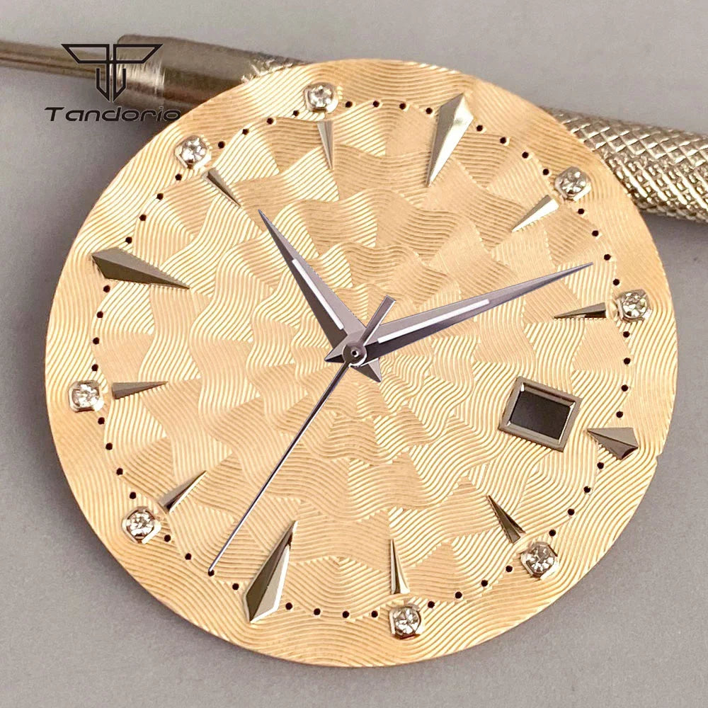 35mm Watch Dial Multicolor Texture Face Date Window Fit NH35 Automatic Watches Sword Hands Set Wristwatch Accessories Mod Parts