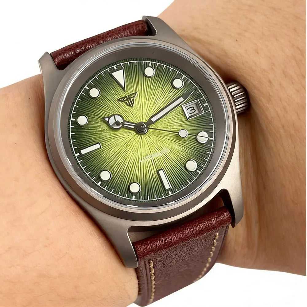 36mm Titanium Pilot Watch Tandorio TD140T Texture Dial Miyota 8215 NH35 PT5000 Automatic 20ATM Sapphire