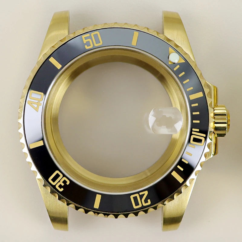 40MM PVD Gold Submariner Watch Case GMT Yacht Master Polish Strap Sapphire Glass For NH35 NH36 NH34 NH38 Miyota 8215 Eta 2824 GMT SUB Yacht 20ATM waterproof