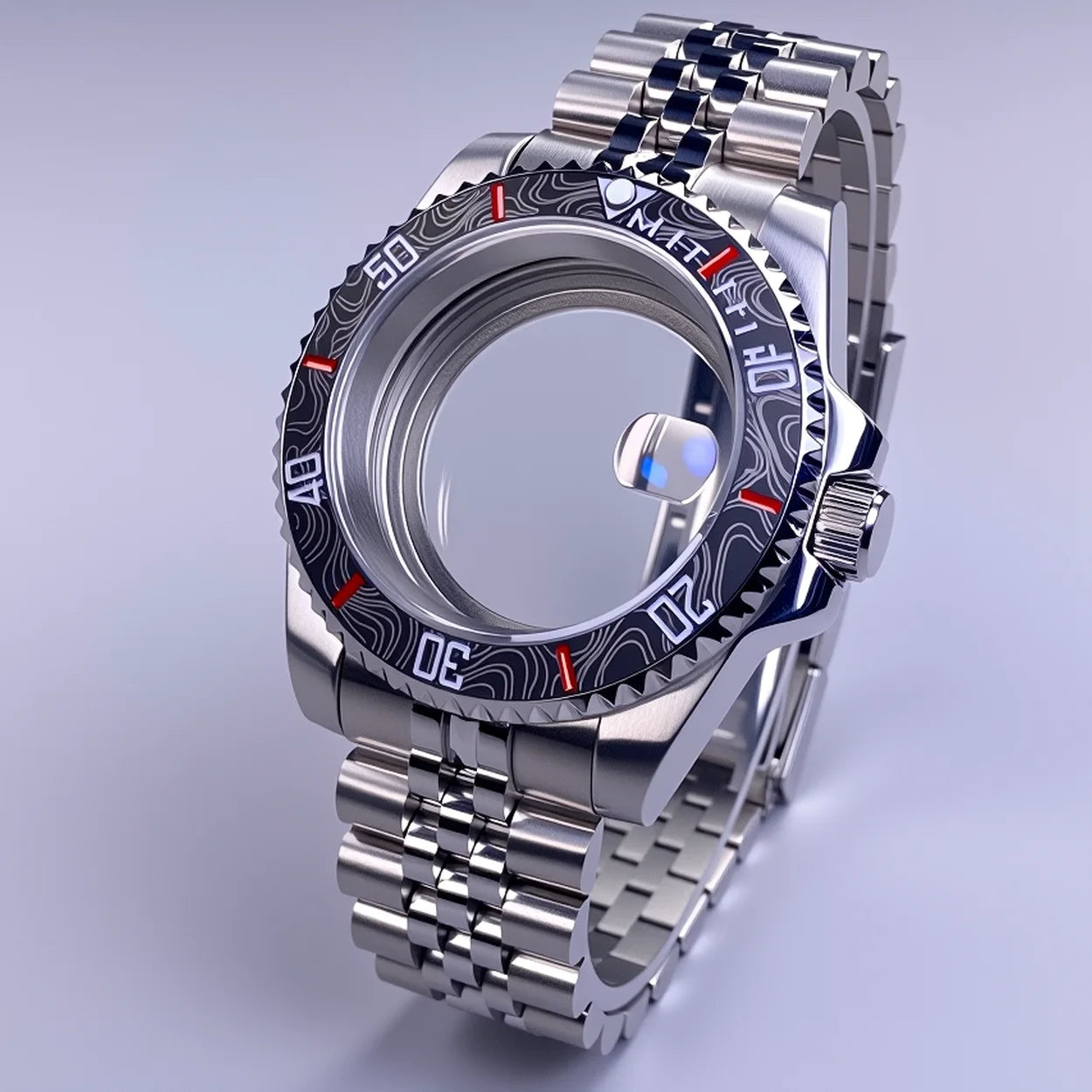 40mm SUB Case NH35 Sliver with Sapphire Crystal 120 Click Compatible with NH34/NH35/NH36 Movements Water-Resistant 28.5mm Dial