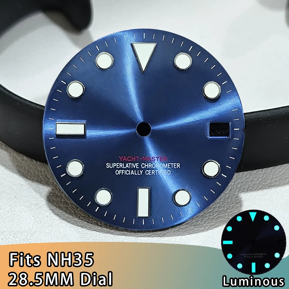 NH35 Dial Watch NH35 SUB Dials 28.5mm Dials Blue Luminous Single Calendar Multi-color Watches Replacement Accessories NH34 Dials