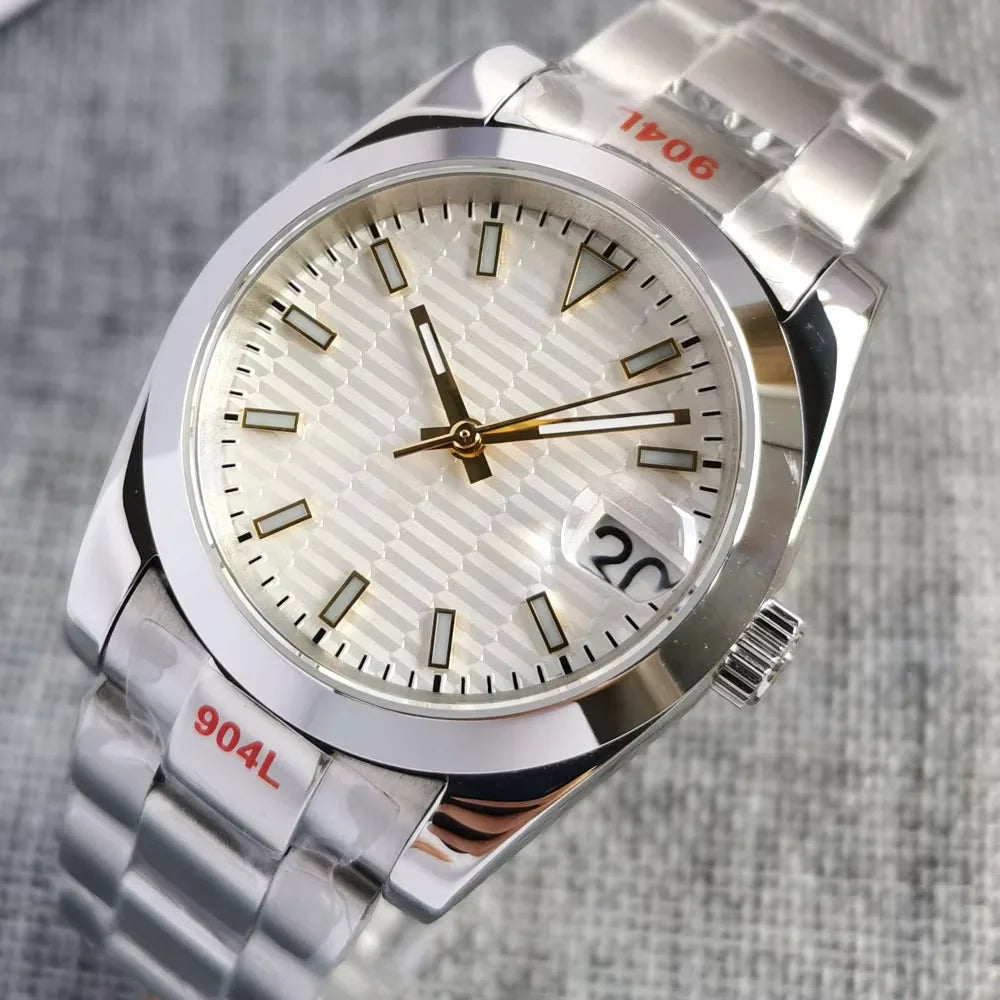 Explorer Mod Tandorio TD110Y 36mm/39mm Yellow textured Luminous Dial New 24 Jewels NH35A Automatic Mens Watch Sapphire Crystal Bracelet Strap