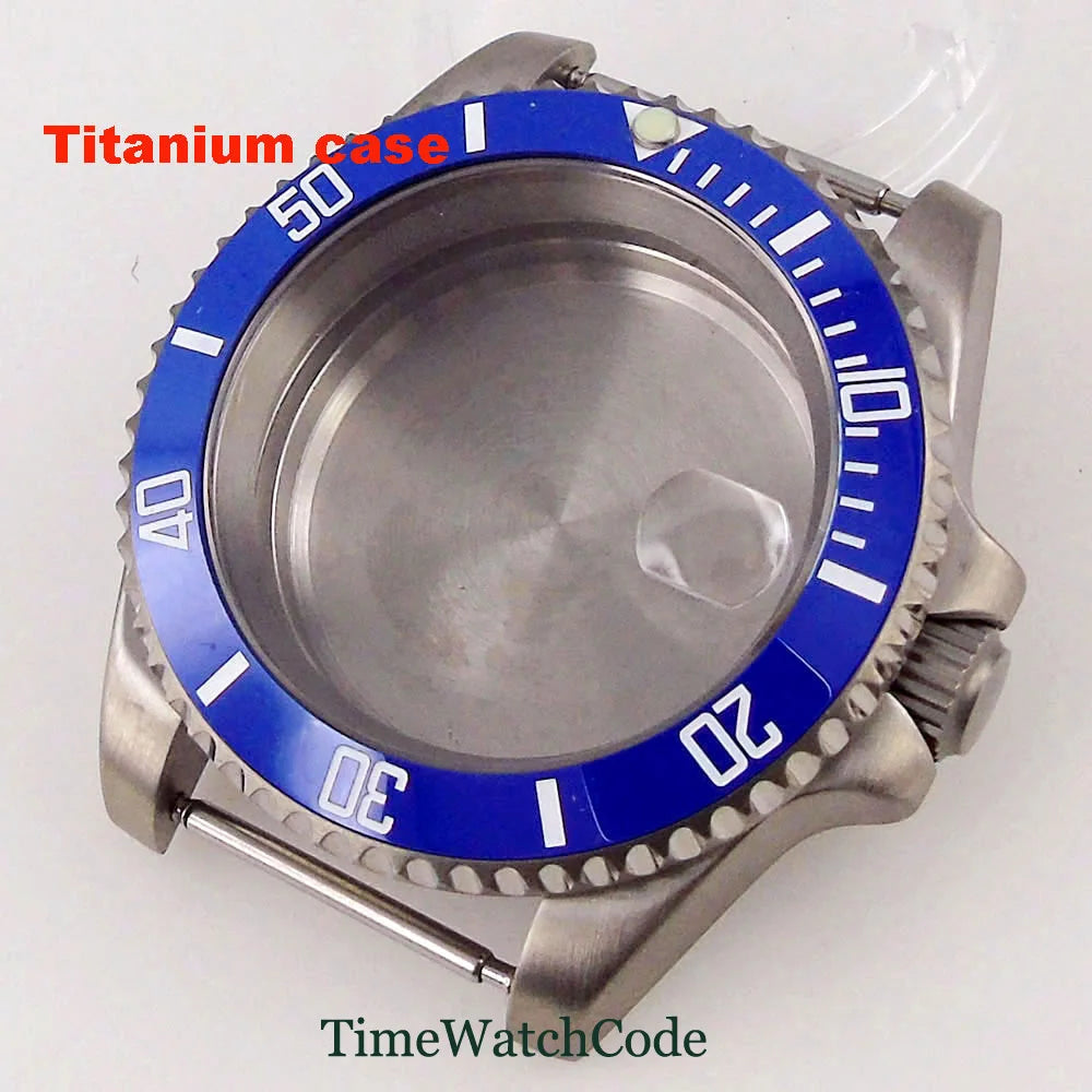 Titanium Watch Case 40mm Sub Diver  200m Waterproof Fit for NH35 NH36 ETA2824 PT5000 Antiallergry Sapphire Crystal Screw-in Crown