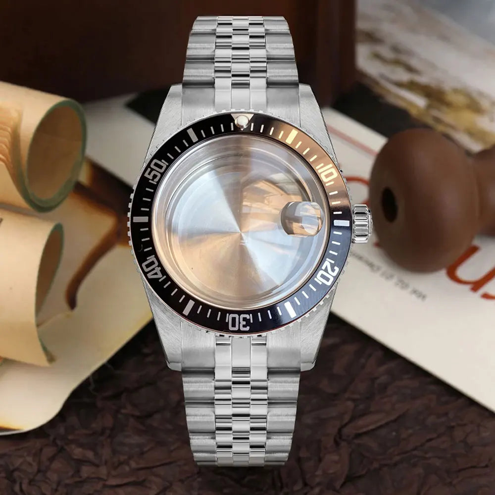 38mm Diver Watch Case GMT Case Stainless Steel Brushed 200M Fit NH34 GMT NH35 Domed Sapphire Glass Alloy Insert 120 Click Bezel