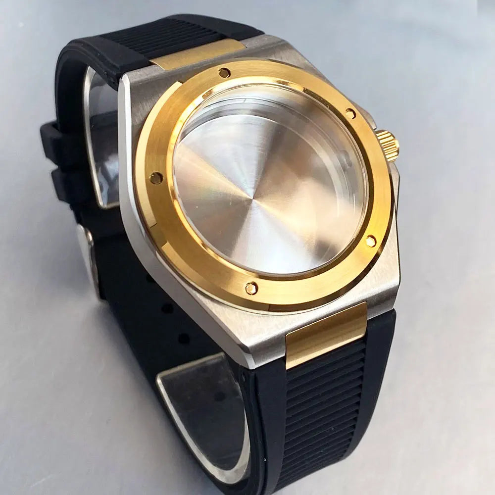 Engineer Watch Case 20ATM Waterproof 40mm Two Tone Gold Sapphire Glass Fit NH35 NH36 NH34 Movement pt5000 eta2824