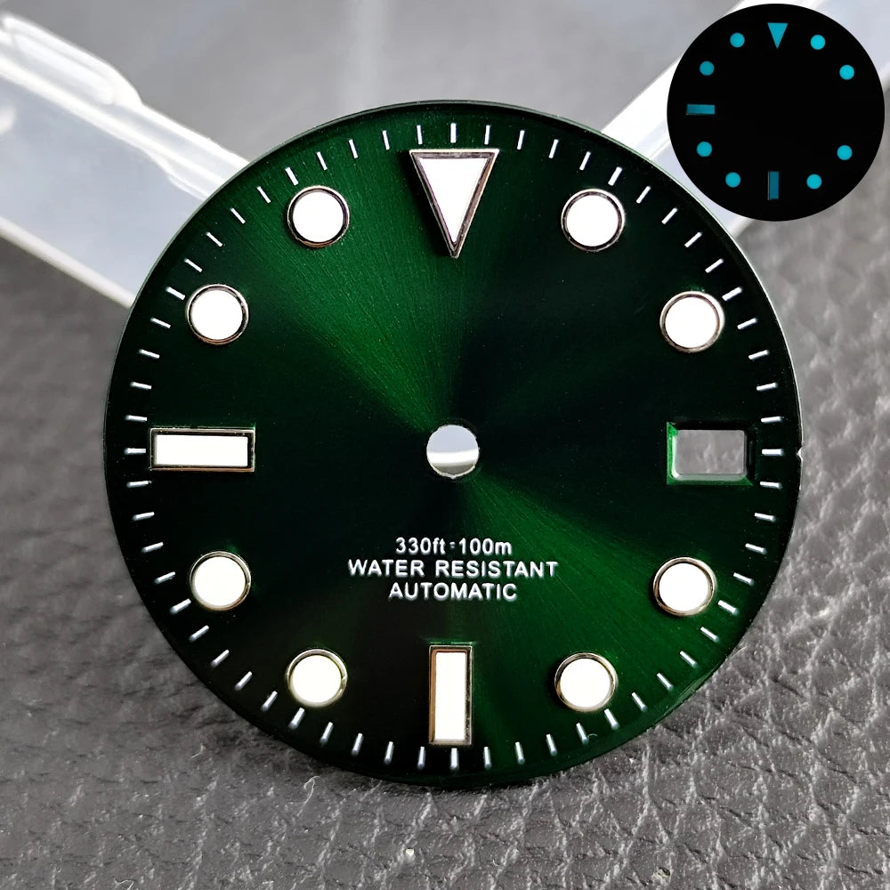 28.5mm blue lume NH35 NH34 Dial Single Calendar Submariner style with Hands Watches accessory