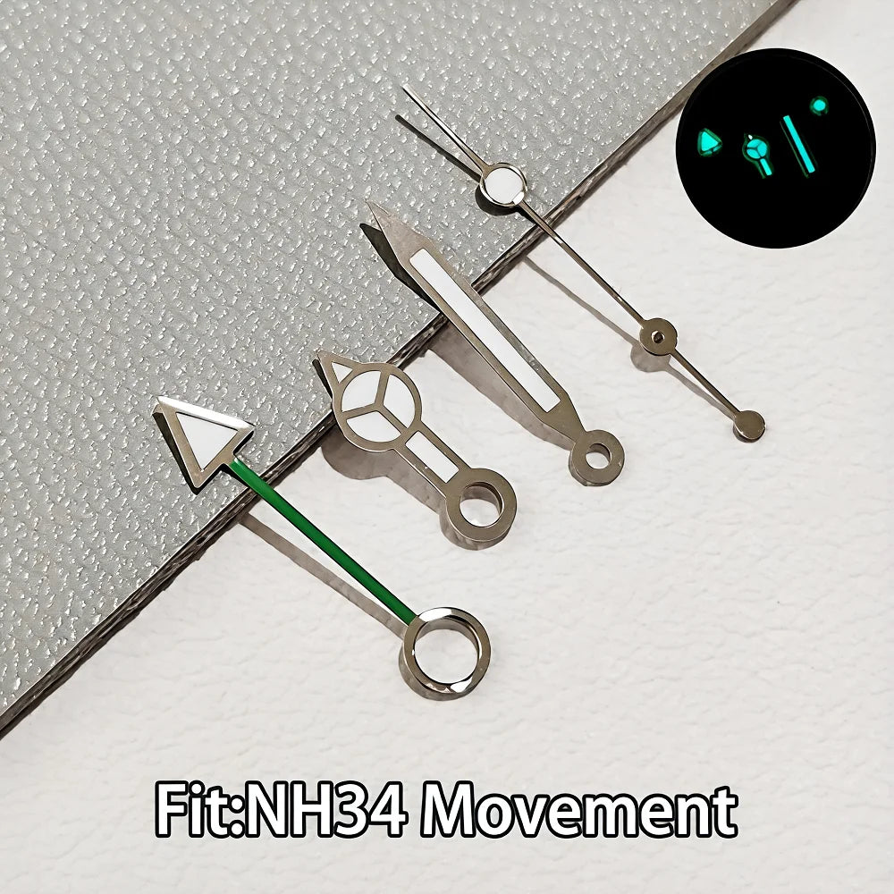 NH34 GMT針 腕時計針パーツ ブルー&グリーン BGW9 夜光 NH35自動巻き腕時計ポインターアクセサリーに適合