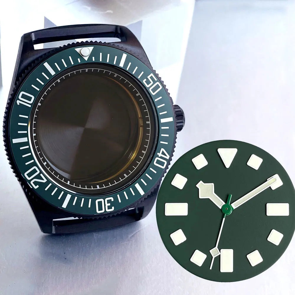 42mm Black PVD FXD Watch Case Sapphire Glass Fit NH35 NH36 NH38 ETA2824 PT5000 ST2130 20Bar