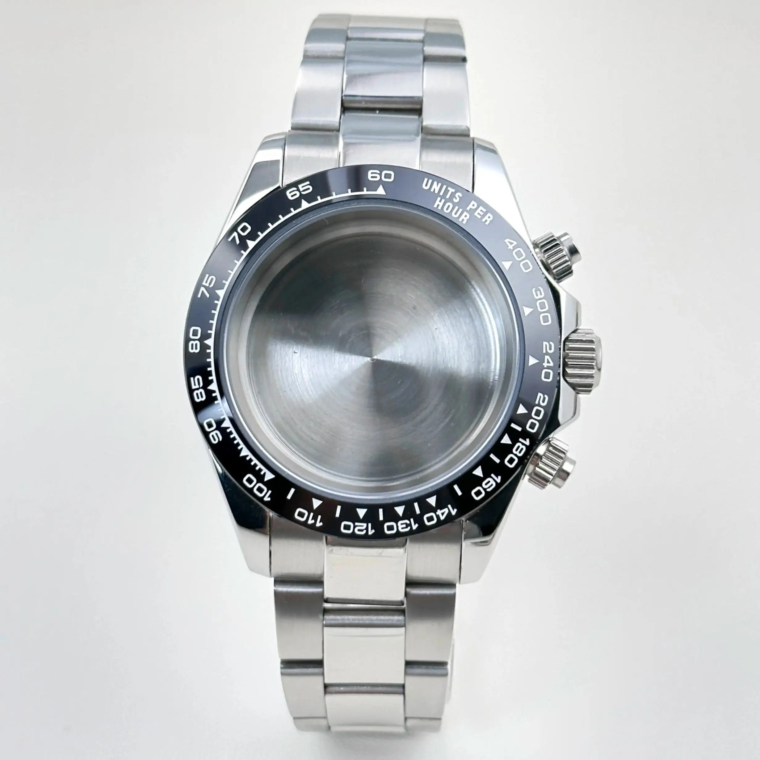 39mm VK63 watch Case Chronograph Silver 316 Stainless Steel Quartz Movement Watch Accessories Fits 20mm Strap