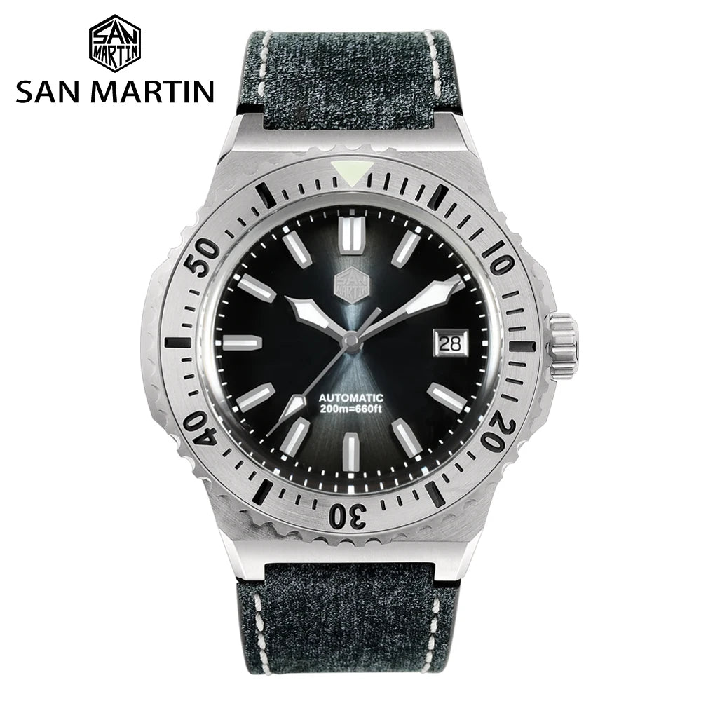 San Martin Diver SN0055G 42mm PT5000 SW200 Automatic Watch AR Sapphire 20Bar BGW-9 Lume