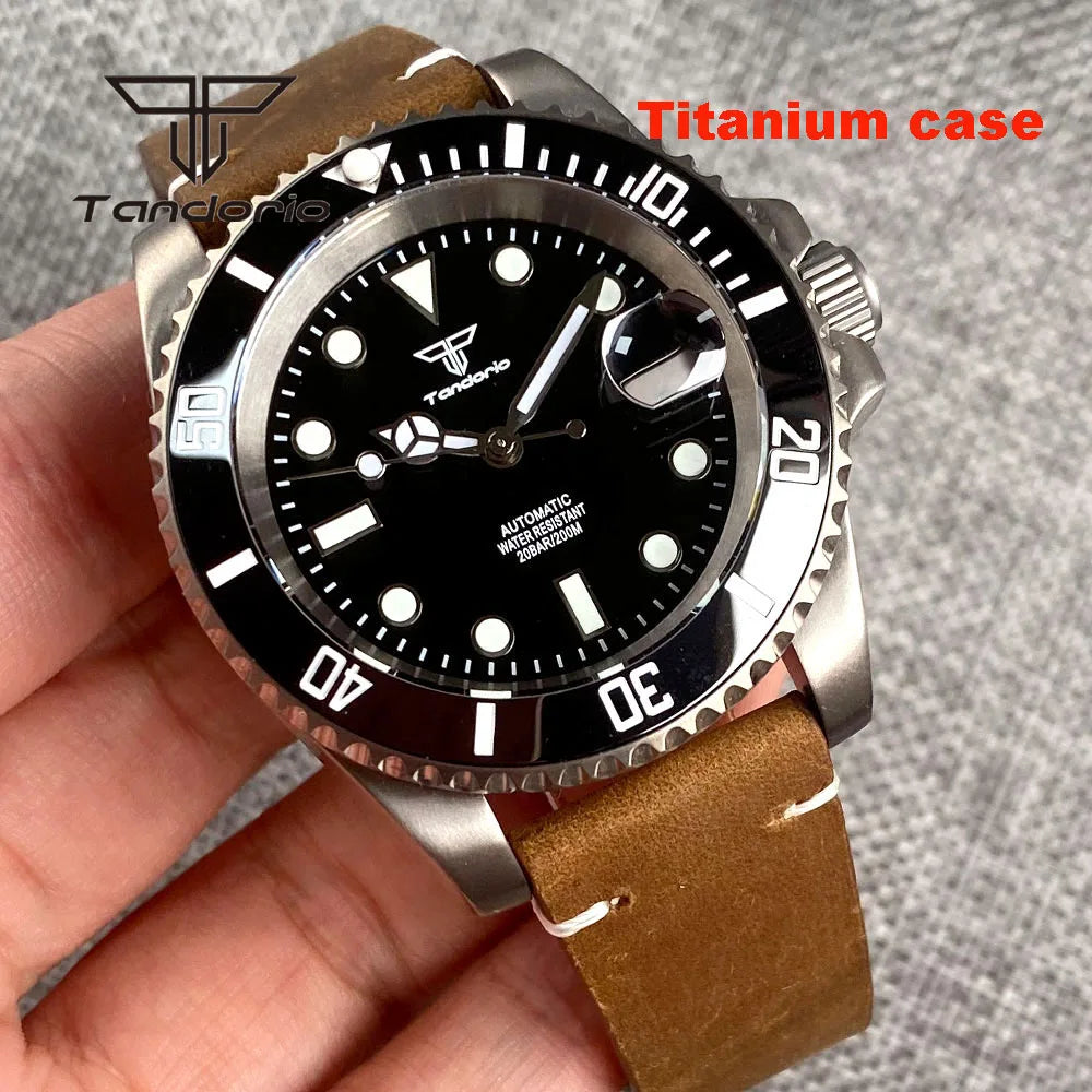 Tandorio Titanium Case NH35A PT5000 Luminous 40mm 20bar Dive