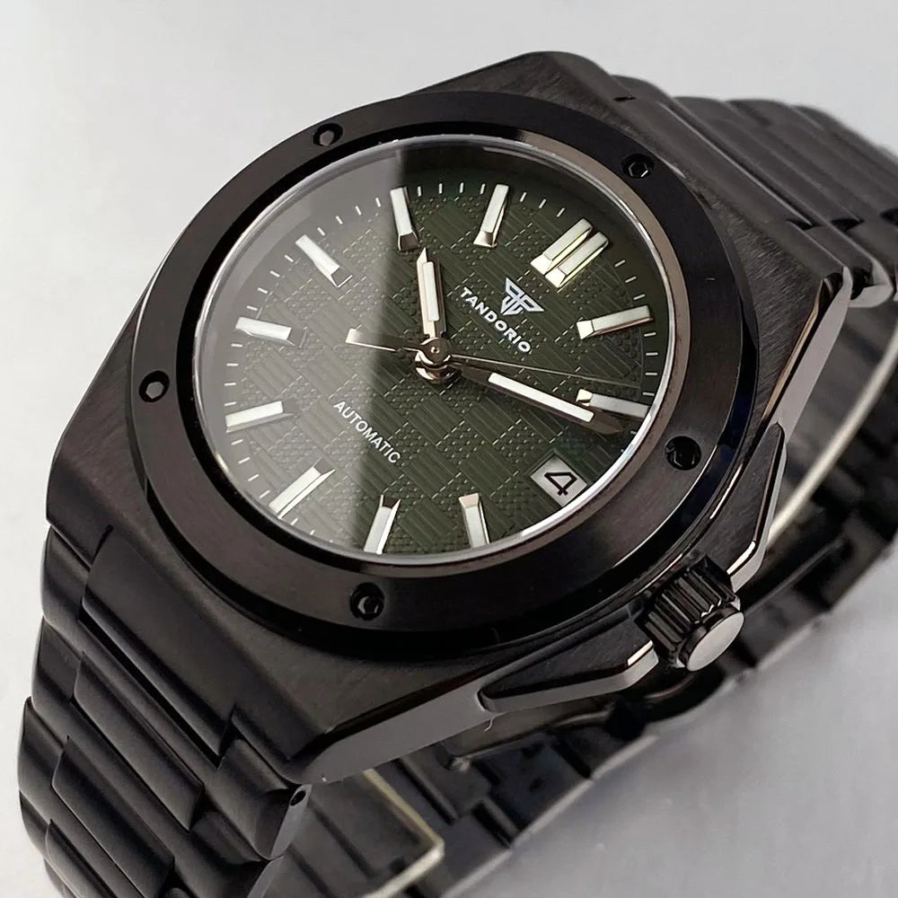 40mm PVD Black Engineer Watch Tandorio TD331P NH35 Automatic Sapphire Glass 100m Waterproof