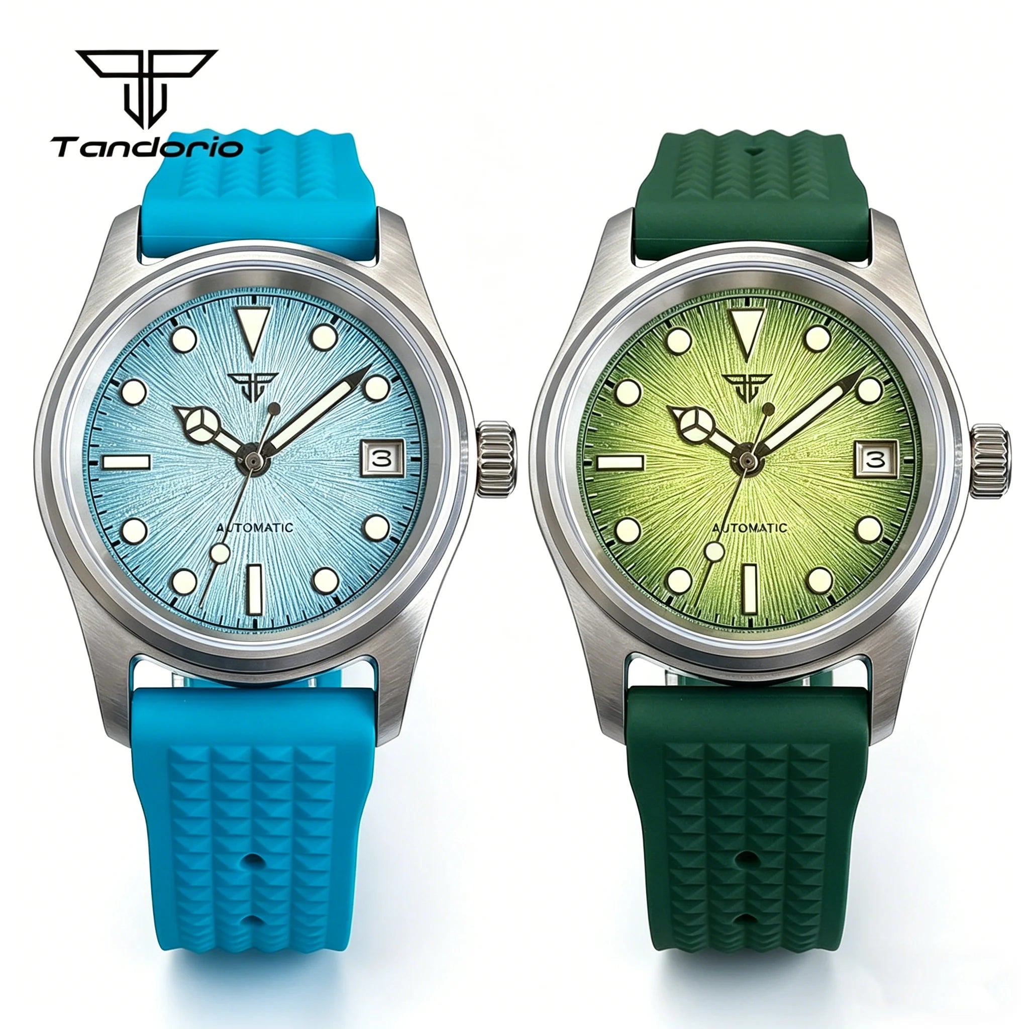 Sunburst Aviator Watch Tandorio TD104Z 20BAR Sapphire 36mm Pilot 