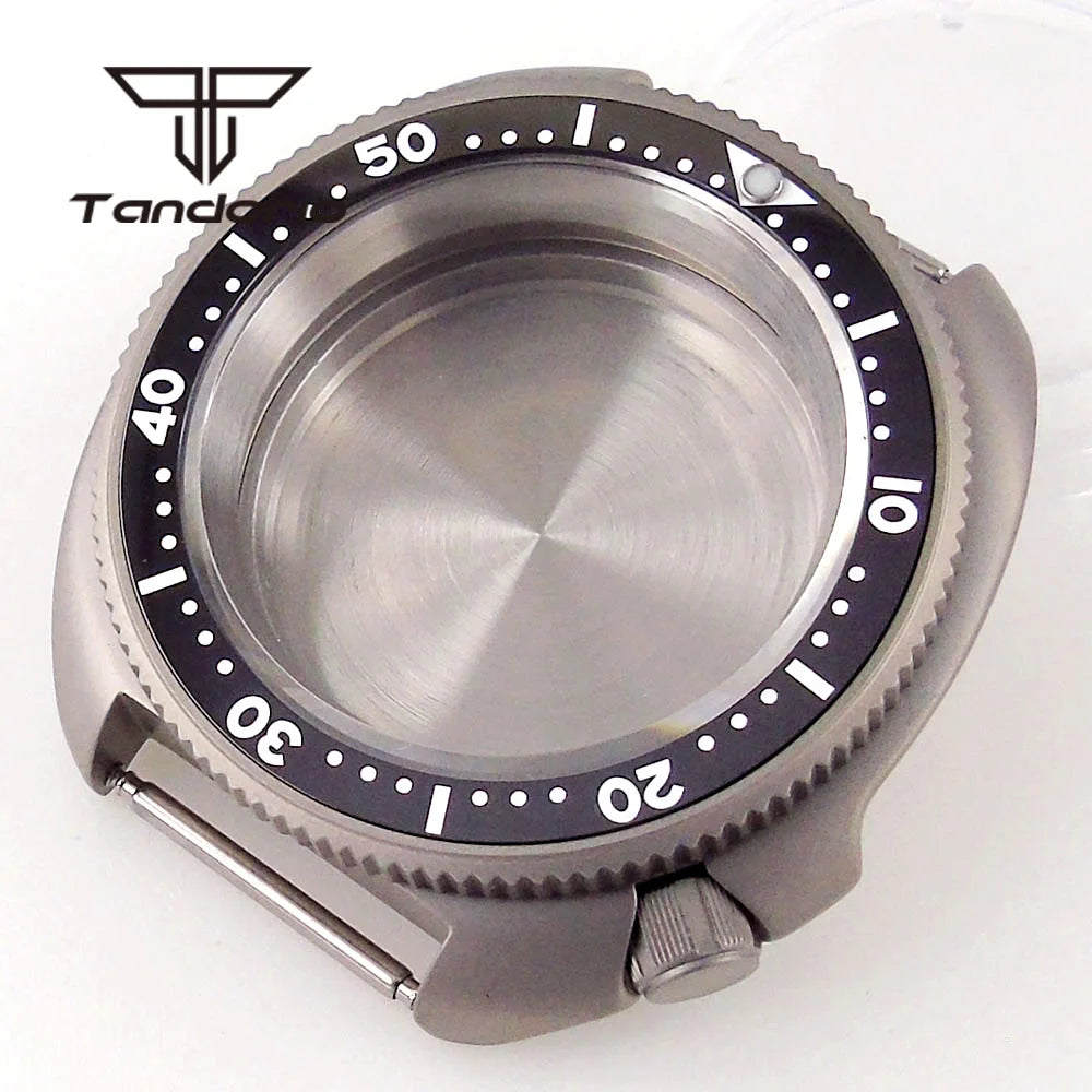 44mm Titanium Turtle Watch Case 6105 Abalone Captain Williard 200M Waterproof Anti-allergy Watch Case Ceramic Bezel Sapphire Fit NH34 NH35 NH36 NH38 ETA2824 PT5000 ST2130 Movt
