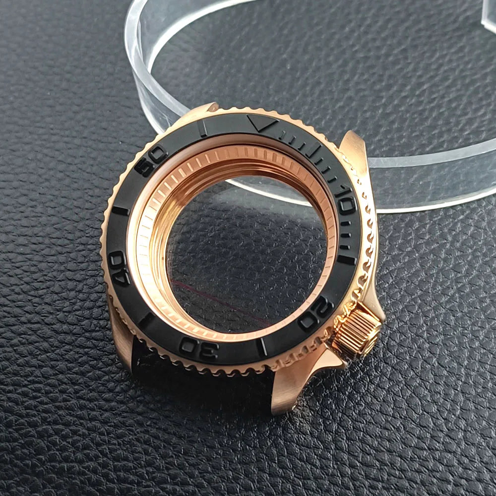 Gold Skx007 Case Mod For NH35 42mm 316 Rose Gold Steel Case Fit NH35 NH36 Movement/Dial Case Plane Sapphire Glass 22mm Strap Watch Box