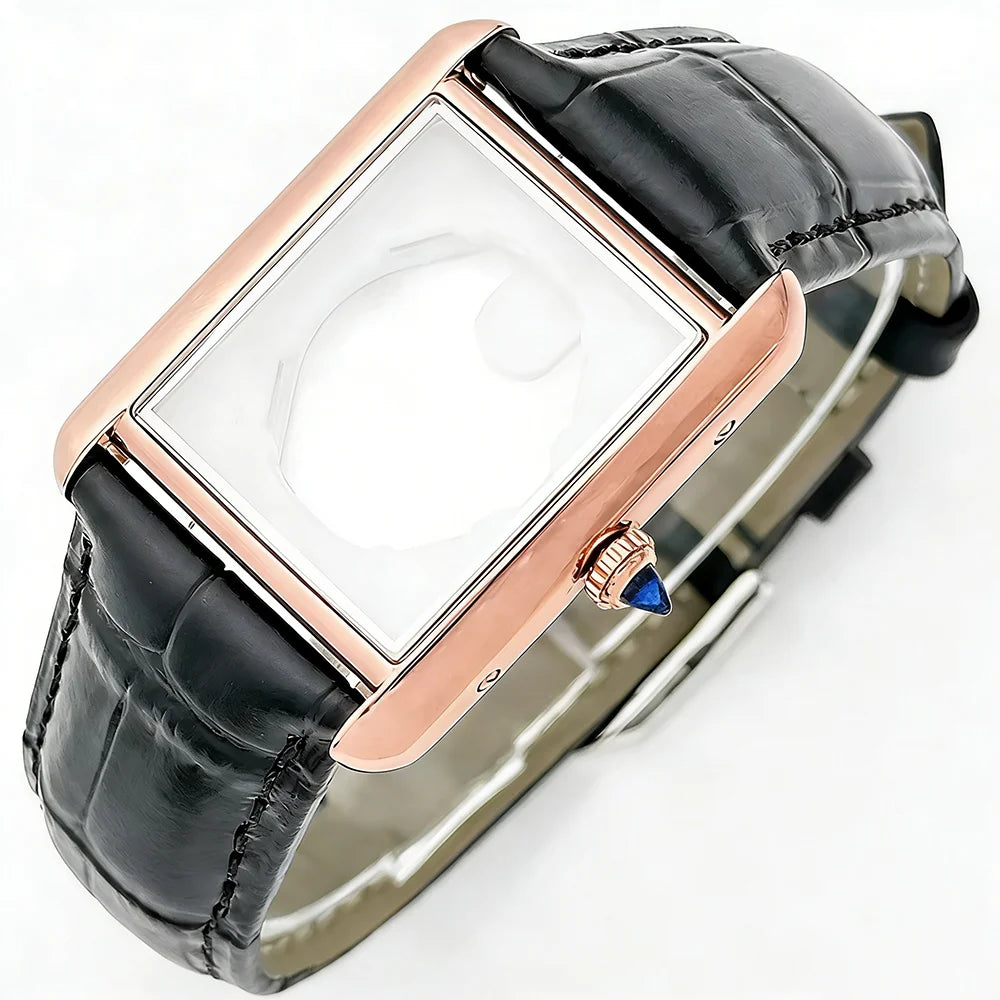 Women Tank Watch Case Roman Markers 27*35mm No Logo For Seiko VJ24 Quartz Movement Mod Parts