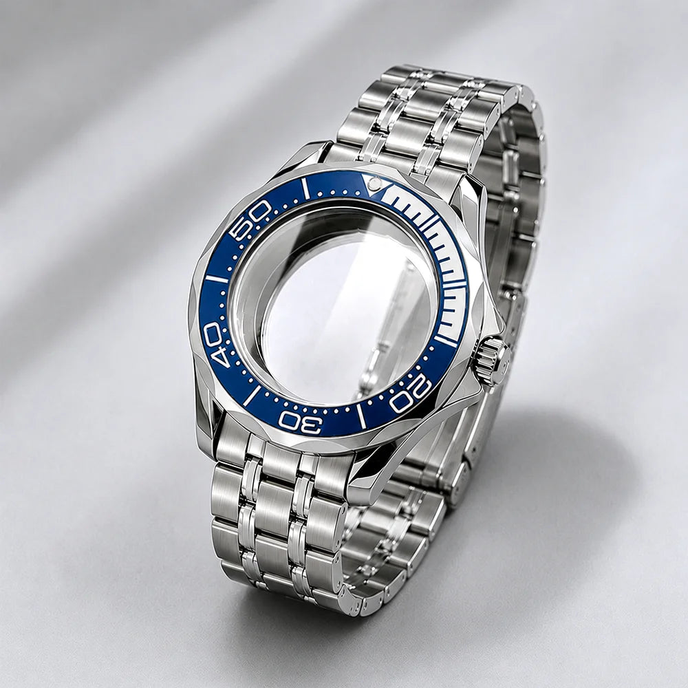 NEW 42mm Seamaster Case with 38mm bezel for NH34/35 NH36 movement Sapphire 10ATM Stainless steel watch box dual crown