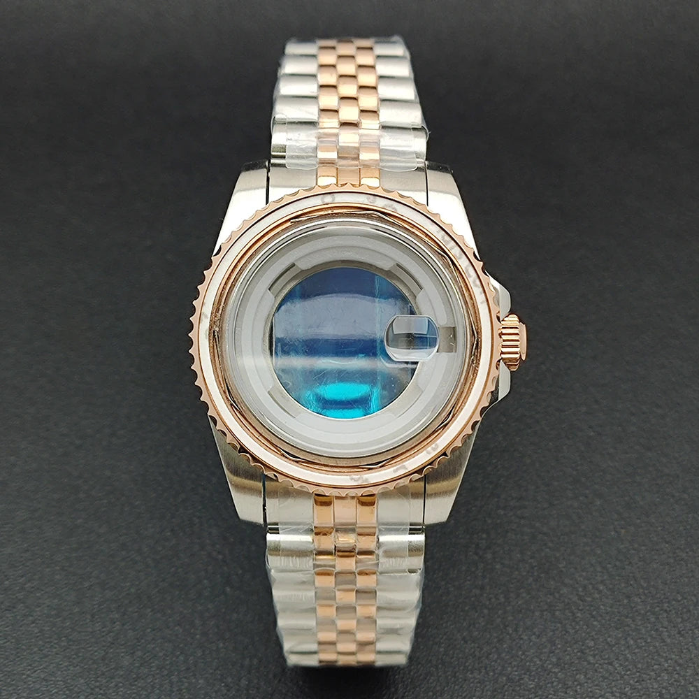 34MM NH05 Watch Case bezel insert ring sapphire glass stainless steel screw in crown women's watch case, suitable for NH05 NH06 movement
