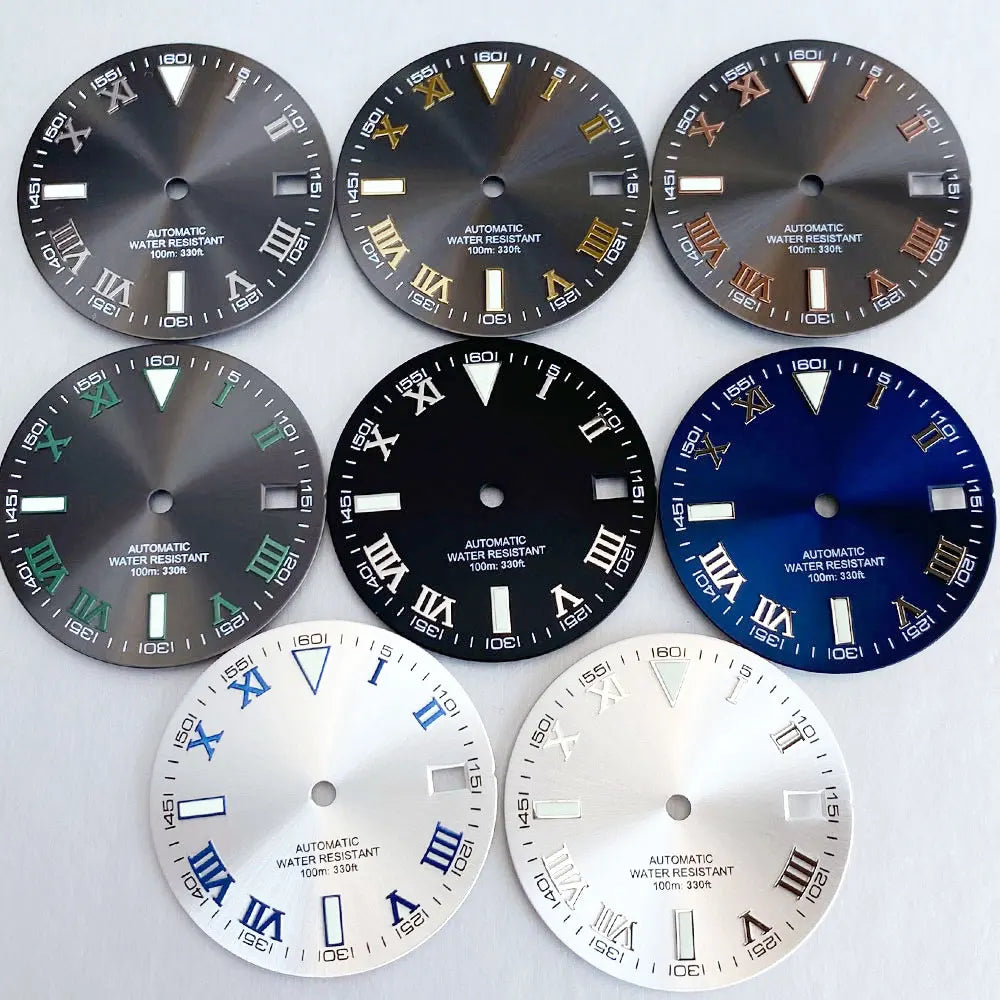 Wimbledon Style Roman Numeral Sunburst Dial 29mm Watch Dial Face For NH35 NH36 NH38 Movement Watch Replacement Part